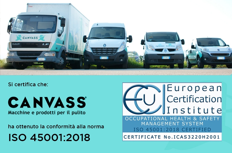 Canvass è certificata ISO 45001:2018!
